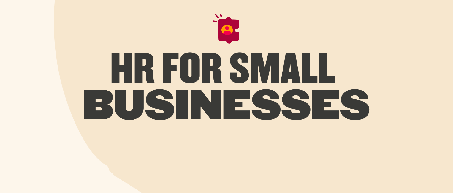 HR for small businesses text graphic on a soft beige background, features a keyhole symbol in red. Simple and impactful! HR for small businesses, graphic design for accessibility