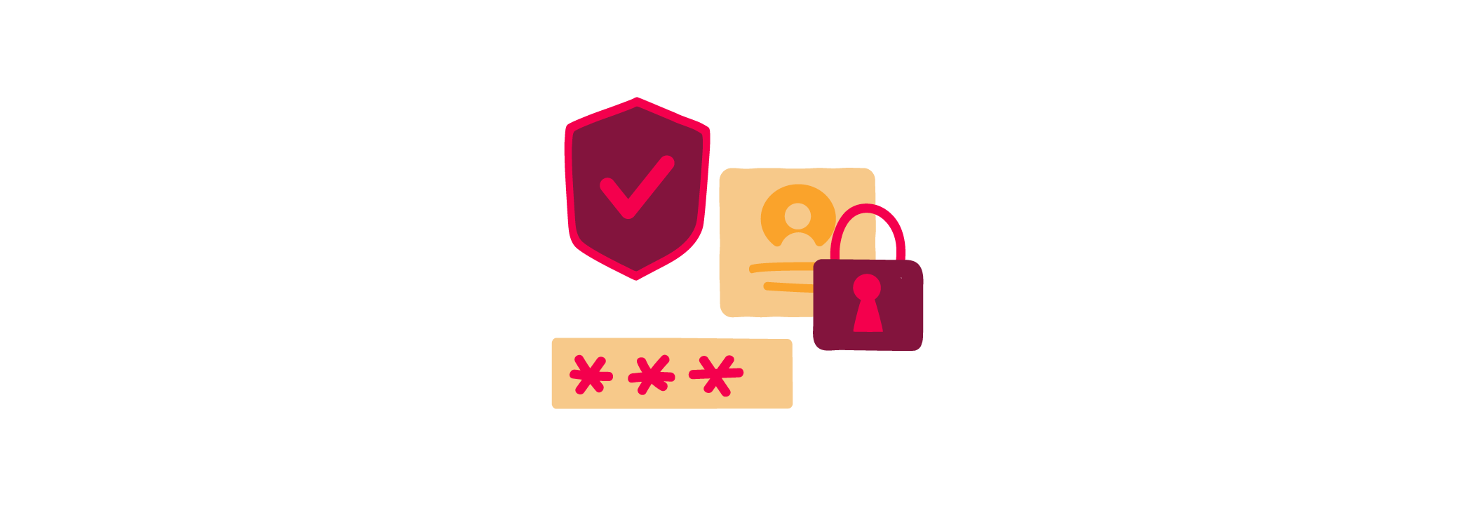 security icons, password protection and user data representation