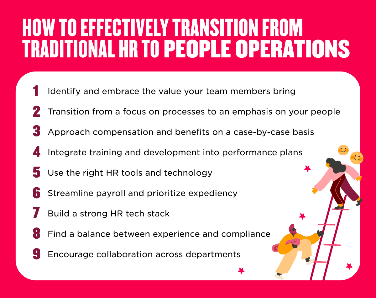 imagery explaining how to effectively transition from traditional HR to people operations