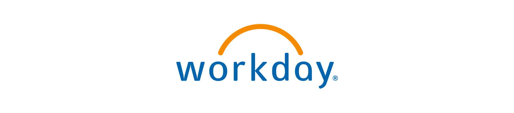 workday logo with stylized sun arc and blue text, representing a modern cloud-based solutions company, dynamic and innovative brand identity