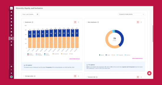 A screenshot example of HiBob's HR dashboards
