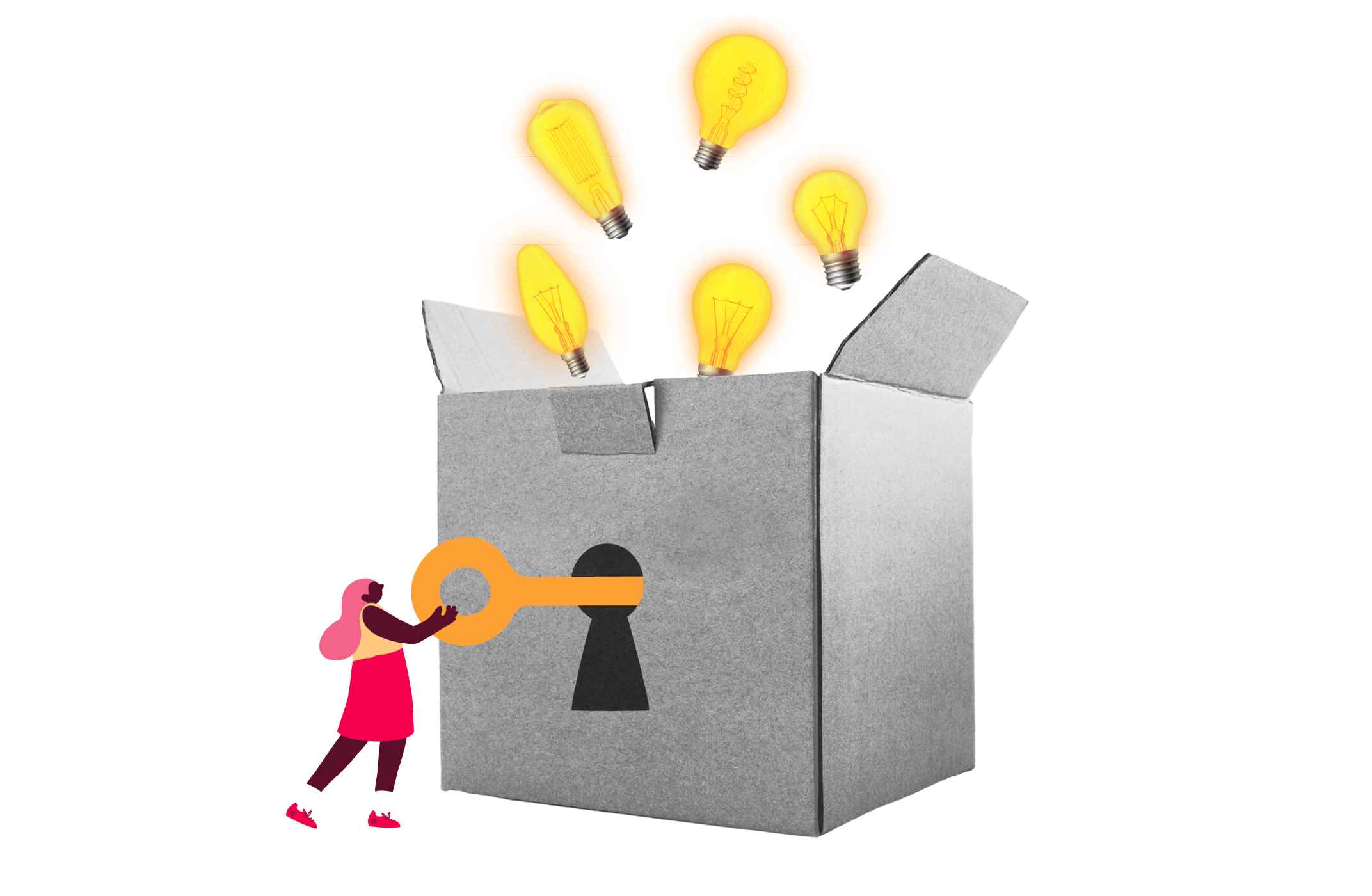 light bulbs, creative idea unlocking