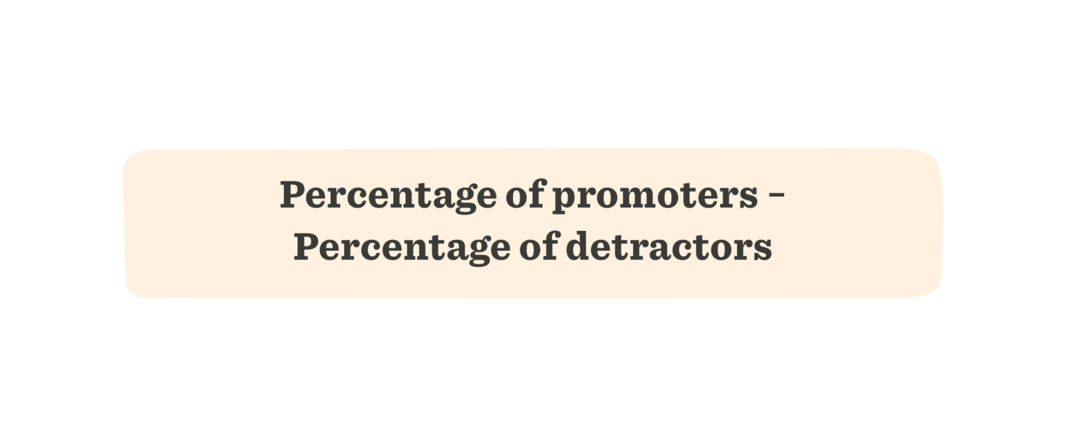 Percentage of promoters and detractors visual comparison against a cream background., Data analysis graphic for promoters versus detractors.