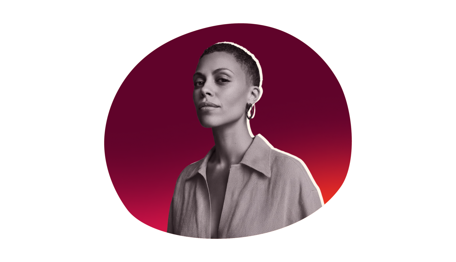 woman with short hair in a stylish outfit, against a gradient background, showcasing confidence and elegance, portrait, fashion, confidence