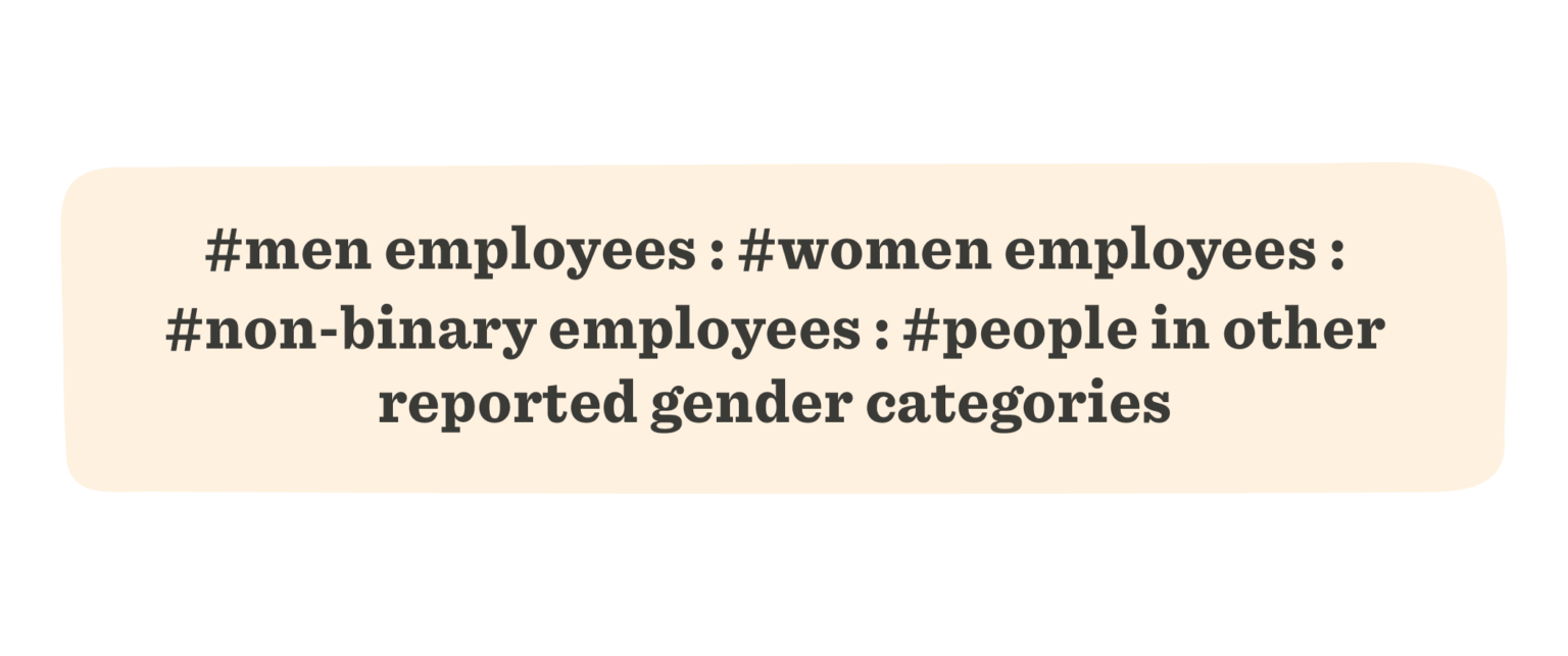 #men employees, #women employees, #non-binary employees, #people in other reported gender categories