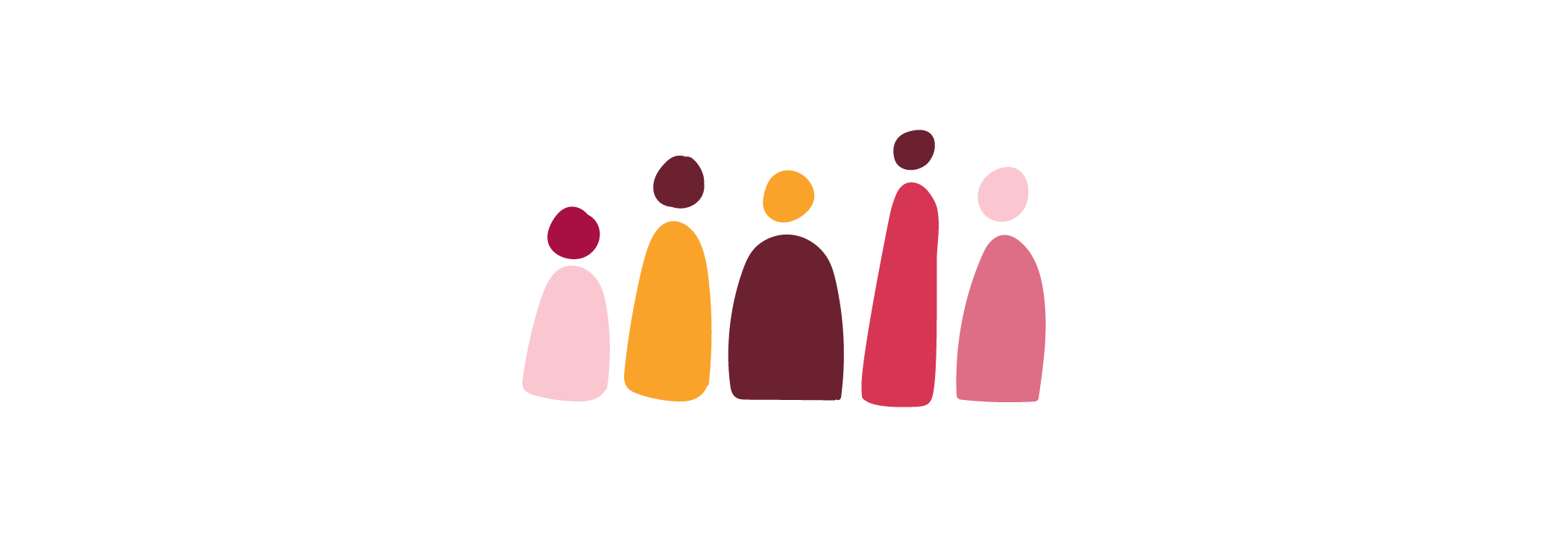 abstract group of stylized figures in various colors, representing community and diversity, colorful minimalist human silhouettes ensemble