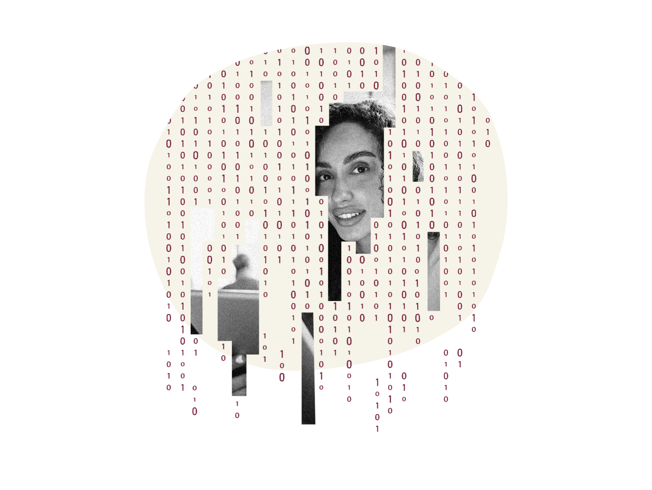 binary code, face silhouette