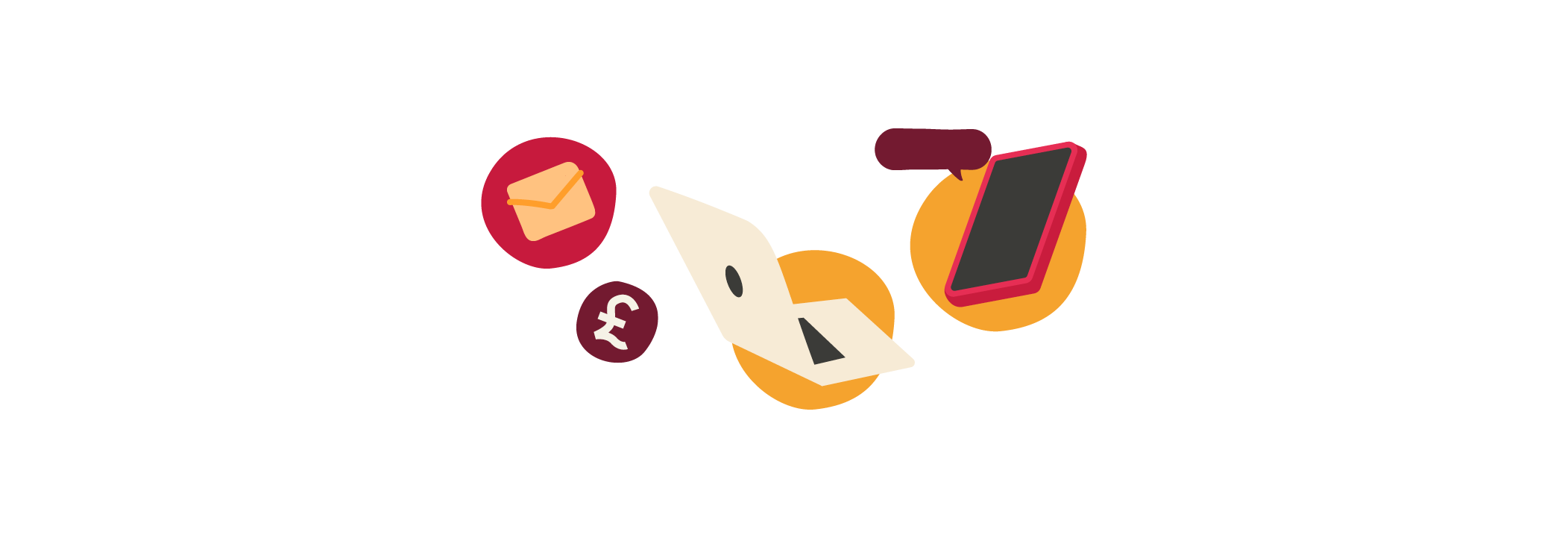 laptop-envelope-phone-icons, communication-technology-illustration