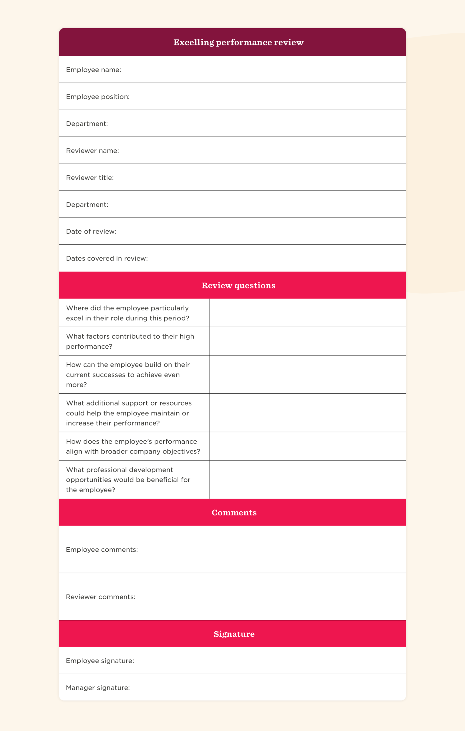 Employee evaluation templates