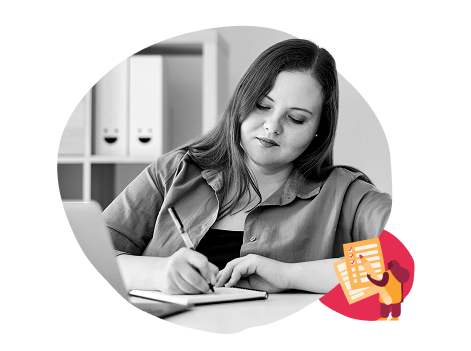 woman-writing, workspace-notebook