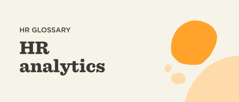HR glossary design featuring the text "HR analytics" with abstract shapes in orange tones on a light background. , HR, analytics