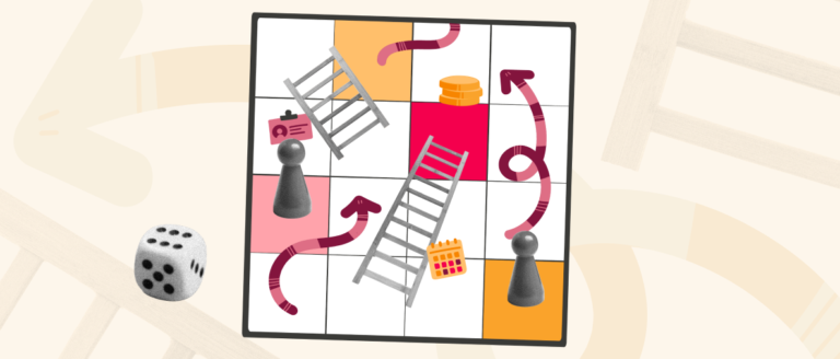board game with pawns, ladders, dice, pathways in vibrant colors, illustrating movement and strategy, interactive gameplay elements