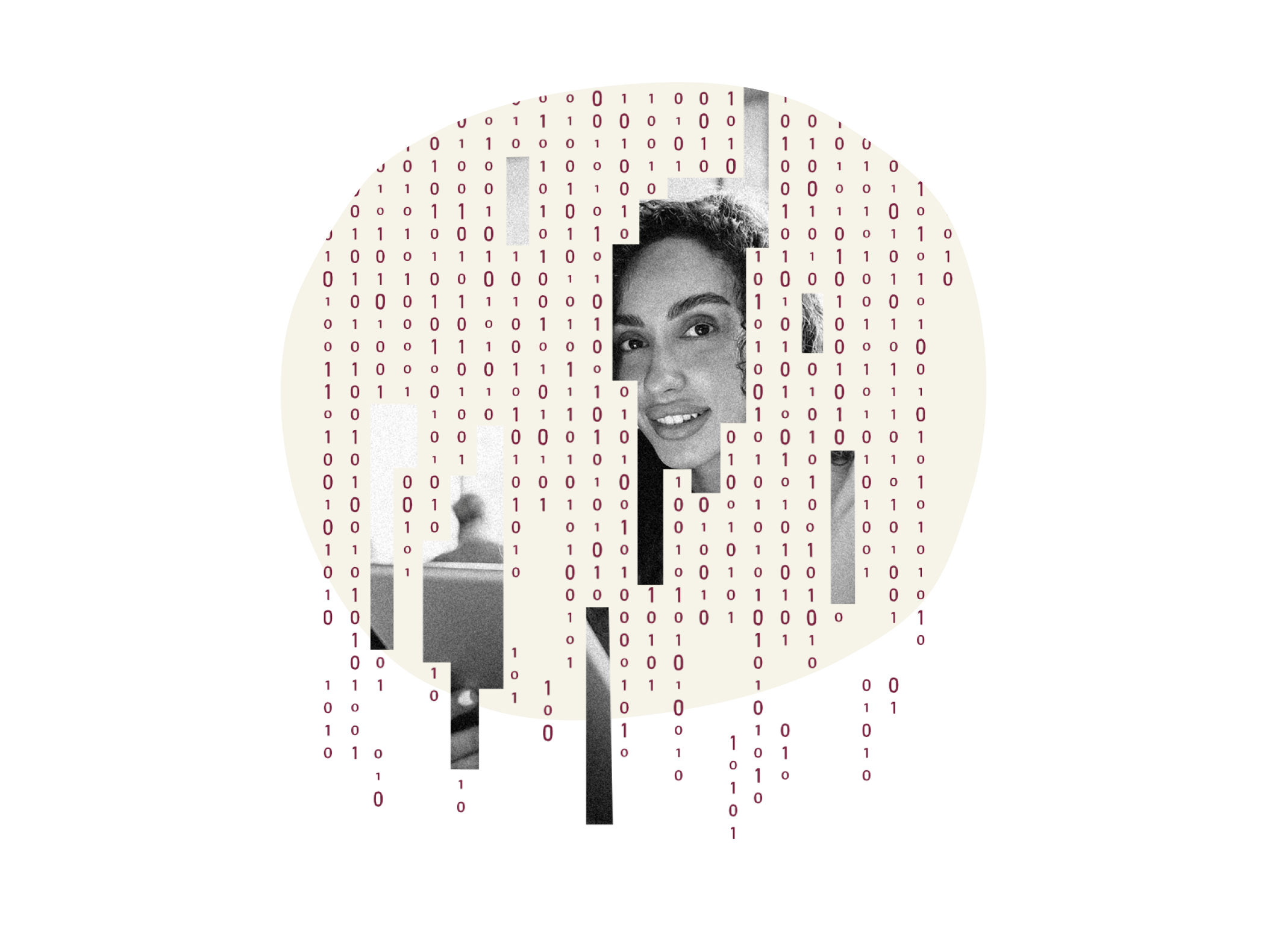 binary code, face silhouette