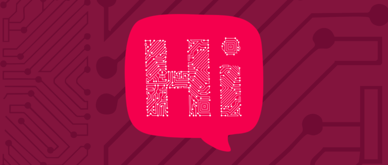 circuit-patterned-text-in-speech-bubble, vibrant-background-with-tech-elements