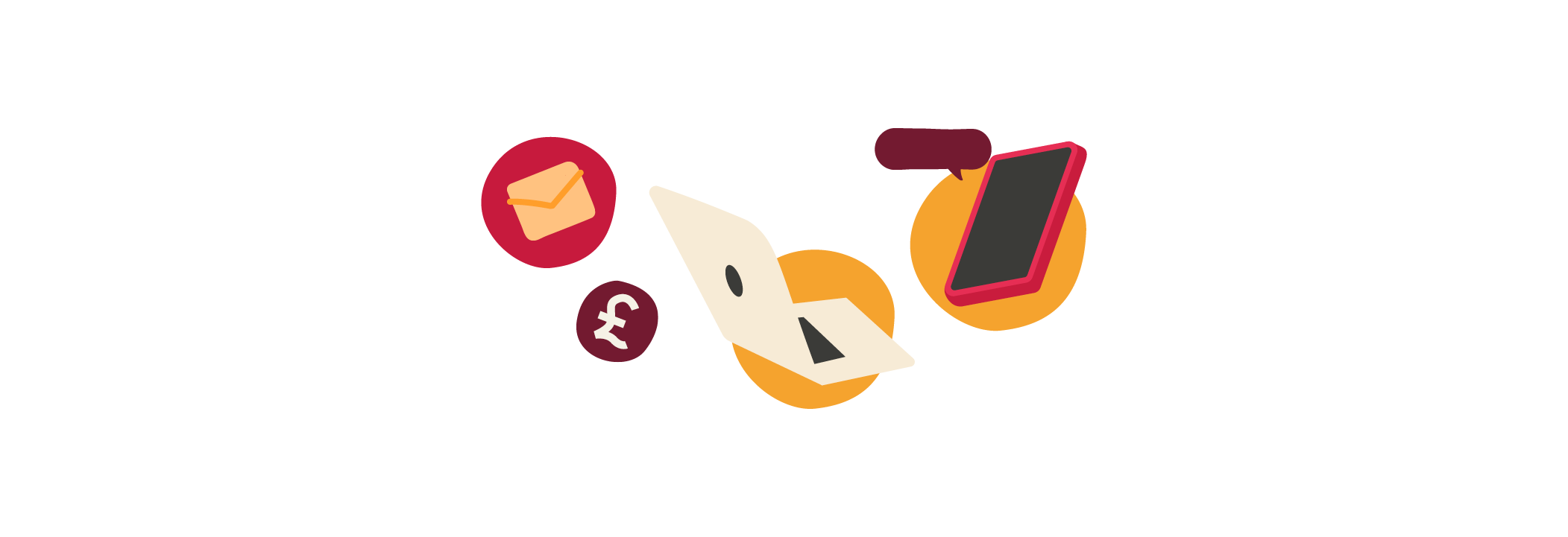laptop-envelope-phone-icons, communication-technology-illustration