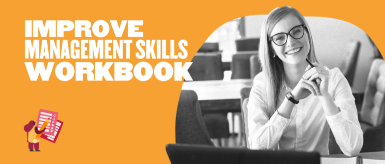 improve-management-skills-workbook, smiling-woman-in-white-shirt