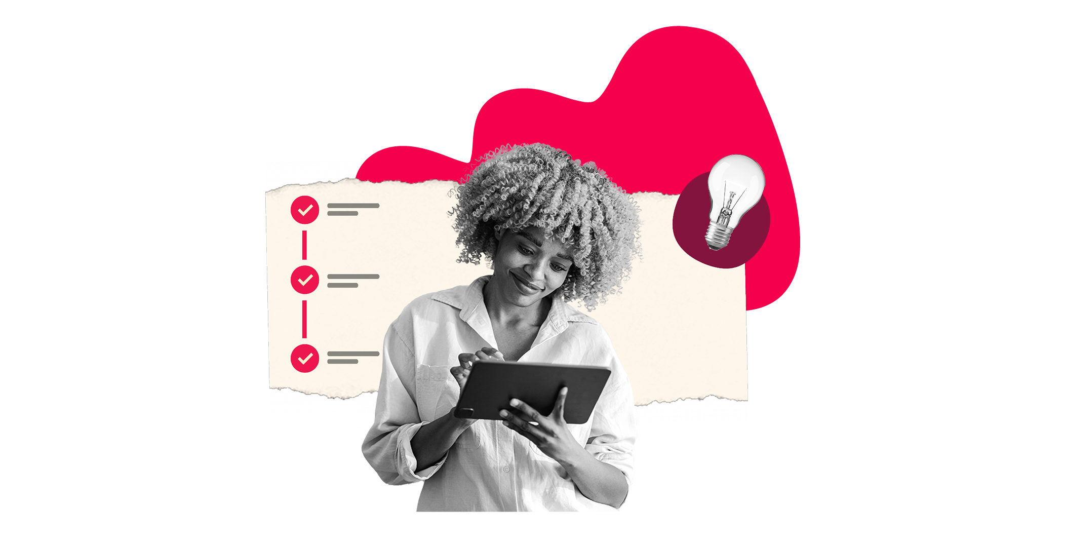 business woman, checklist tablet