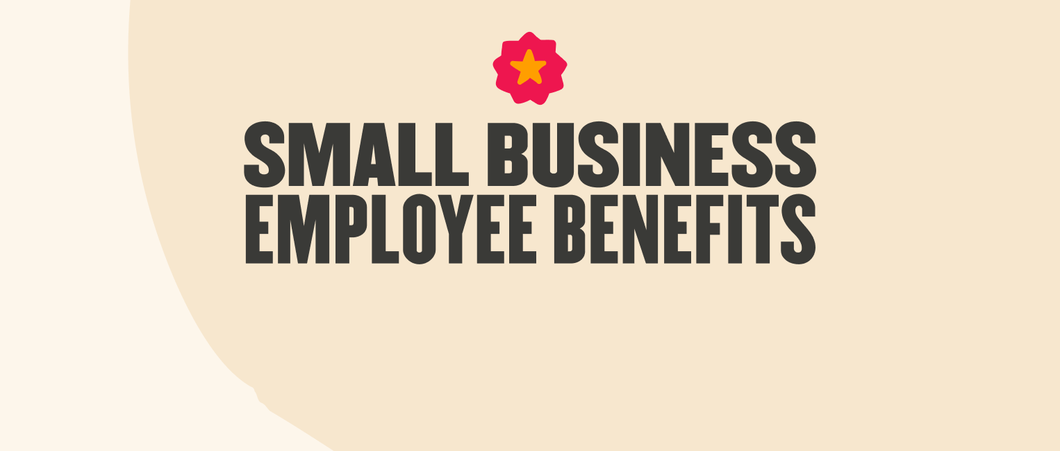 small business employee benefits design, minimalist graphic with bold typography on light background