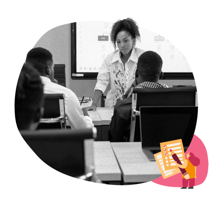 teacher, students, presentation