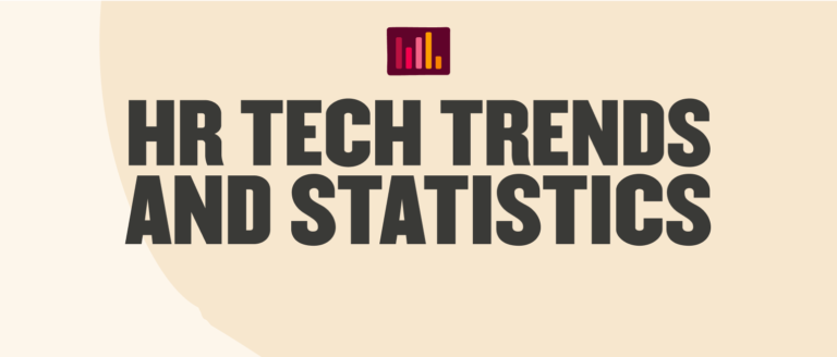 HR tech trends and statistics visual featuring bold typography on a soft background, highlighting key industry insights. HR tech trends, statistics insights
