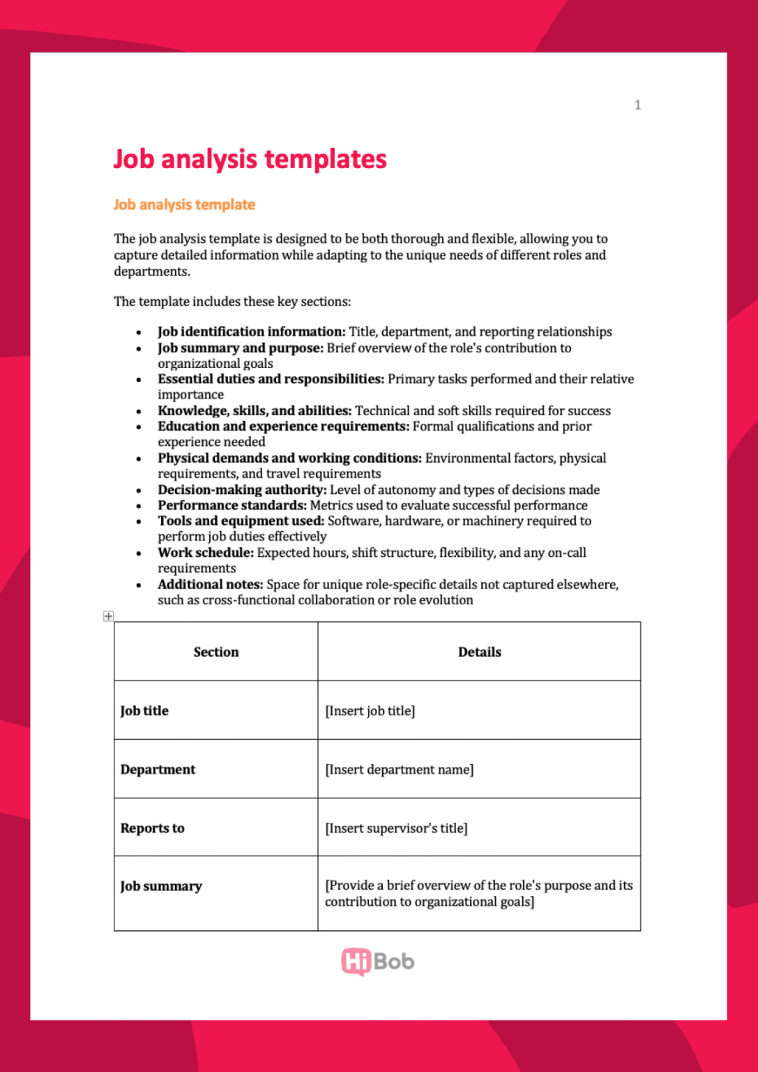 Free job analysis templates & guide [2026] | HiBob