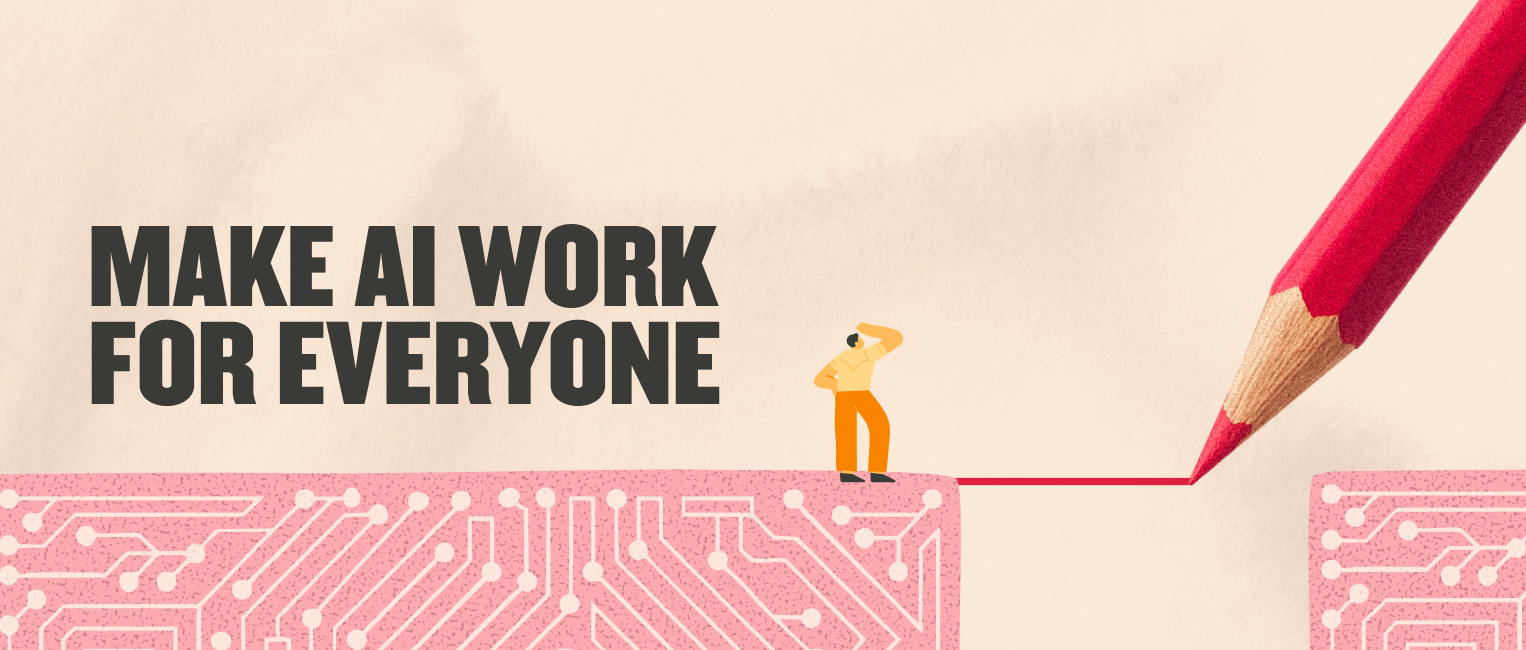 Make AI Work for Everyone, Person contemplating bridge between technology and accessibility