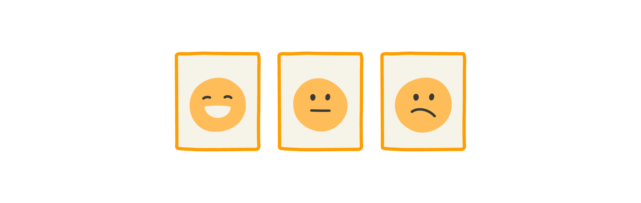 happy face, neutral face, sad face