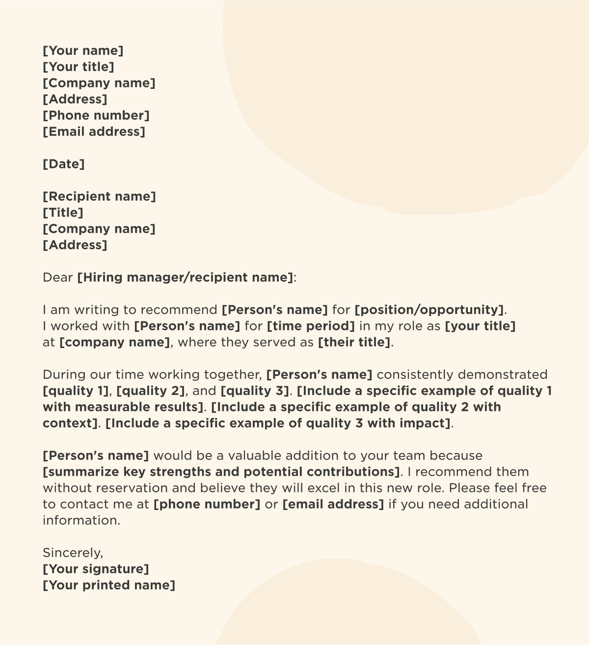 Reference Letter Template and Examples