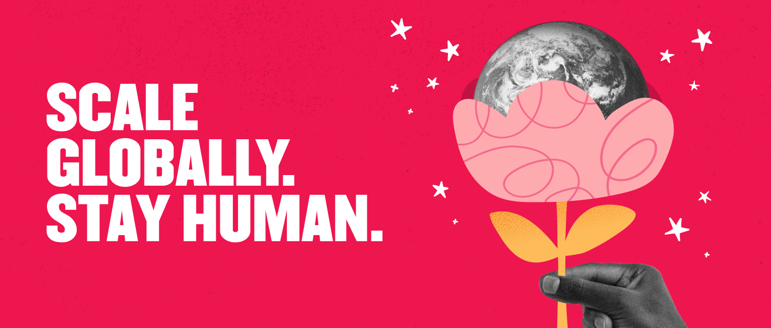 flower-with-earth, scale-globally-stay-human