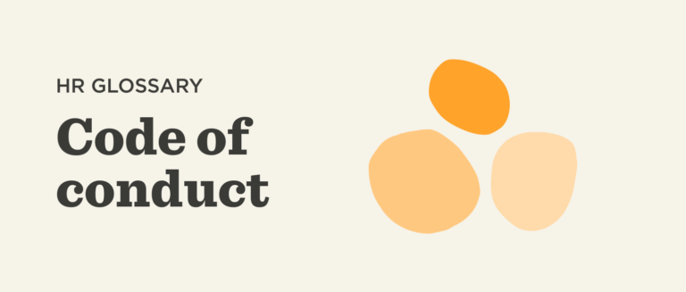 HR glossary with "Code of Conduct" text, featuring colorful abstract shapes for a modern design aesthetic., HR, glossary