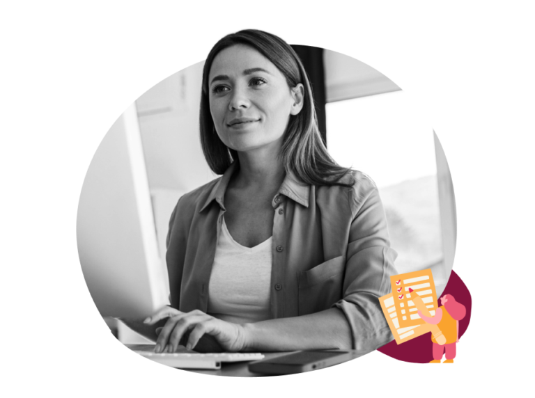 Imagery of a person writing a letter of recommendation