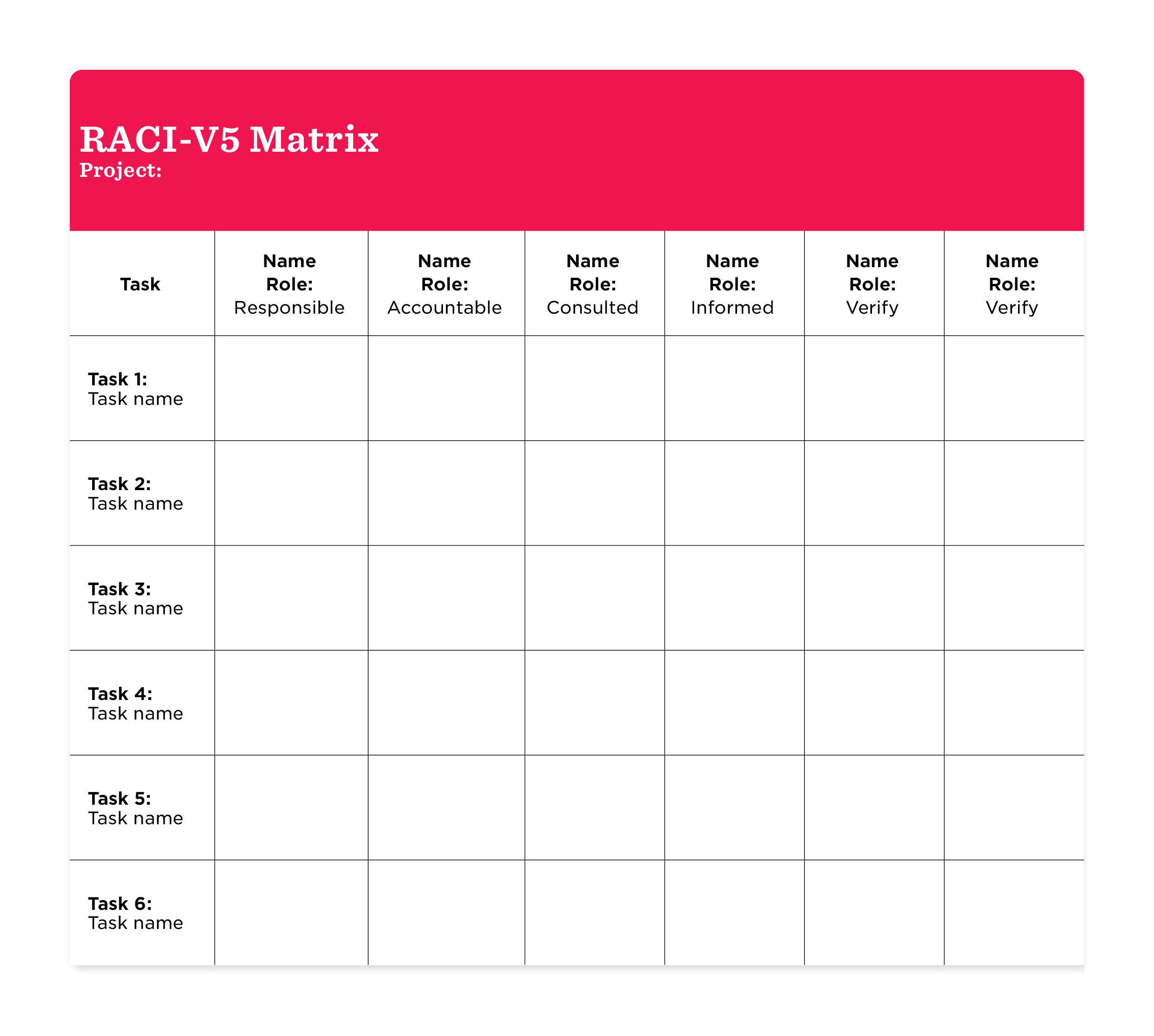 Imagery of a RACI-VS template