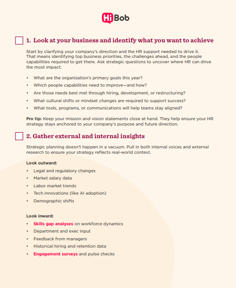 Screenshot of a strategic HR plan template