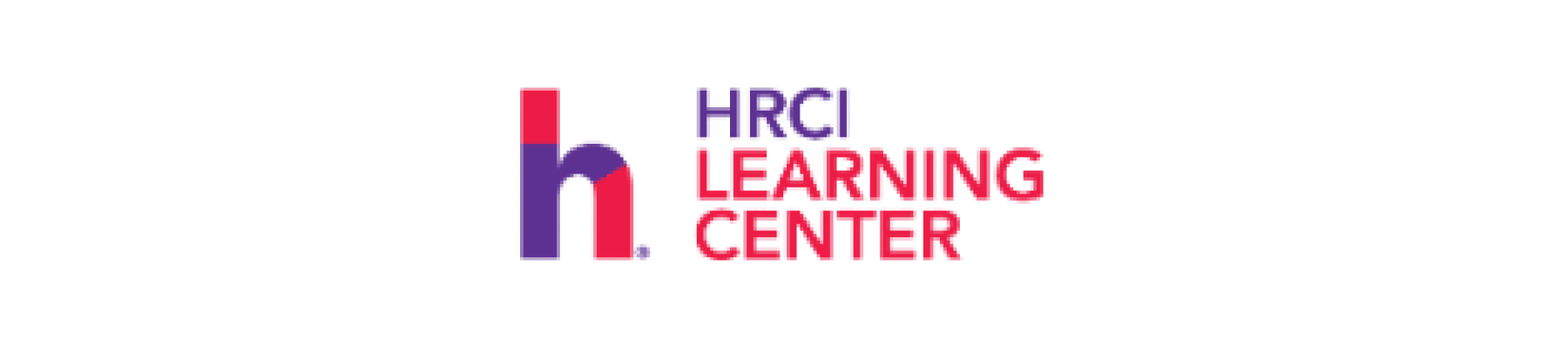 HRCI Learning Center logo with colorful letters, combining blue, red, and purple elements for educational branding, HRCI logo design for learning and professional development.