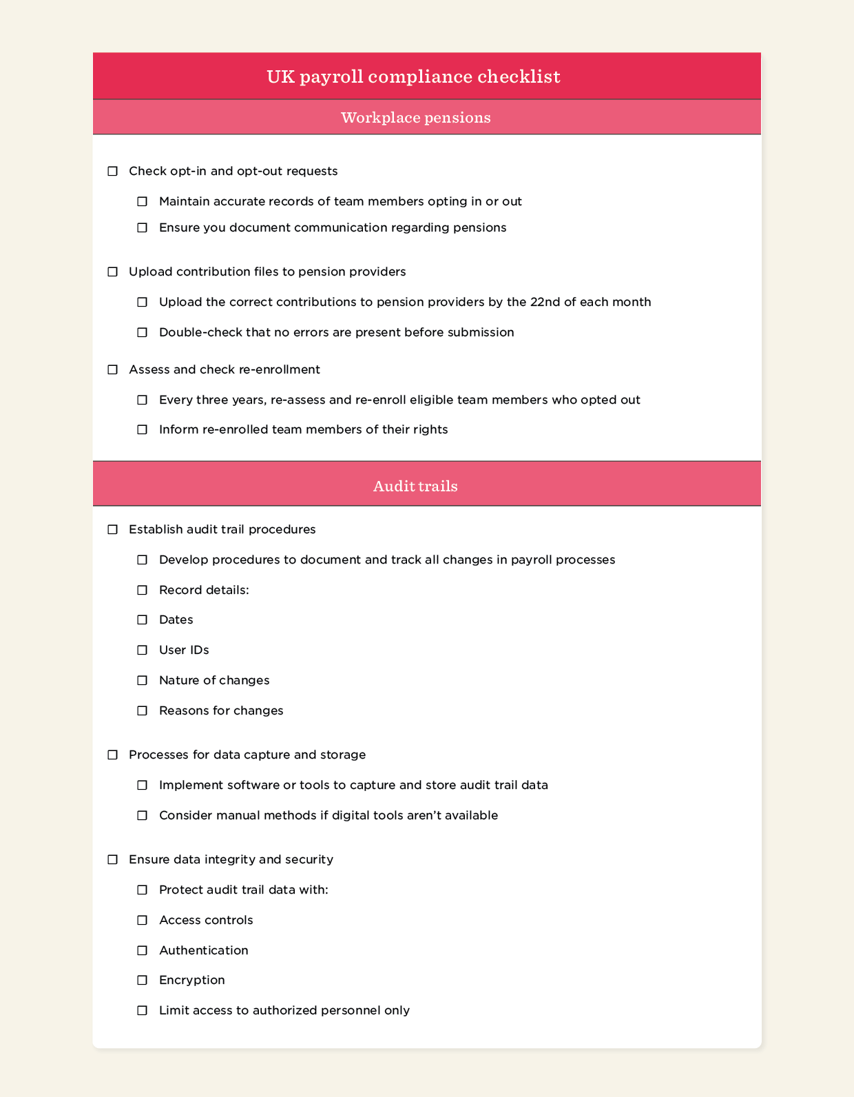 UK payroll Compliance checklist template