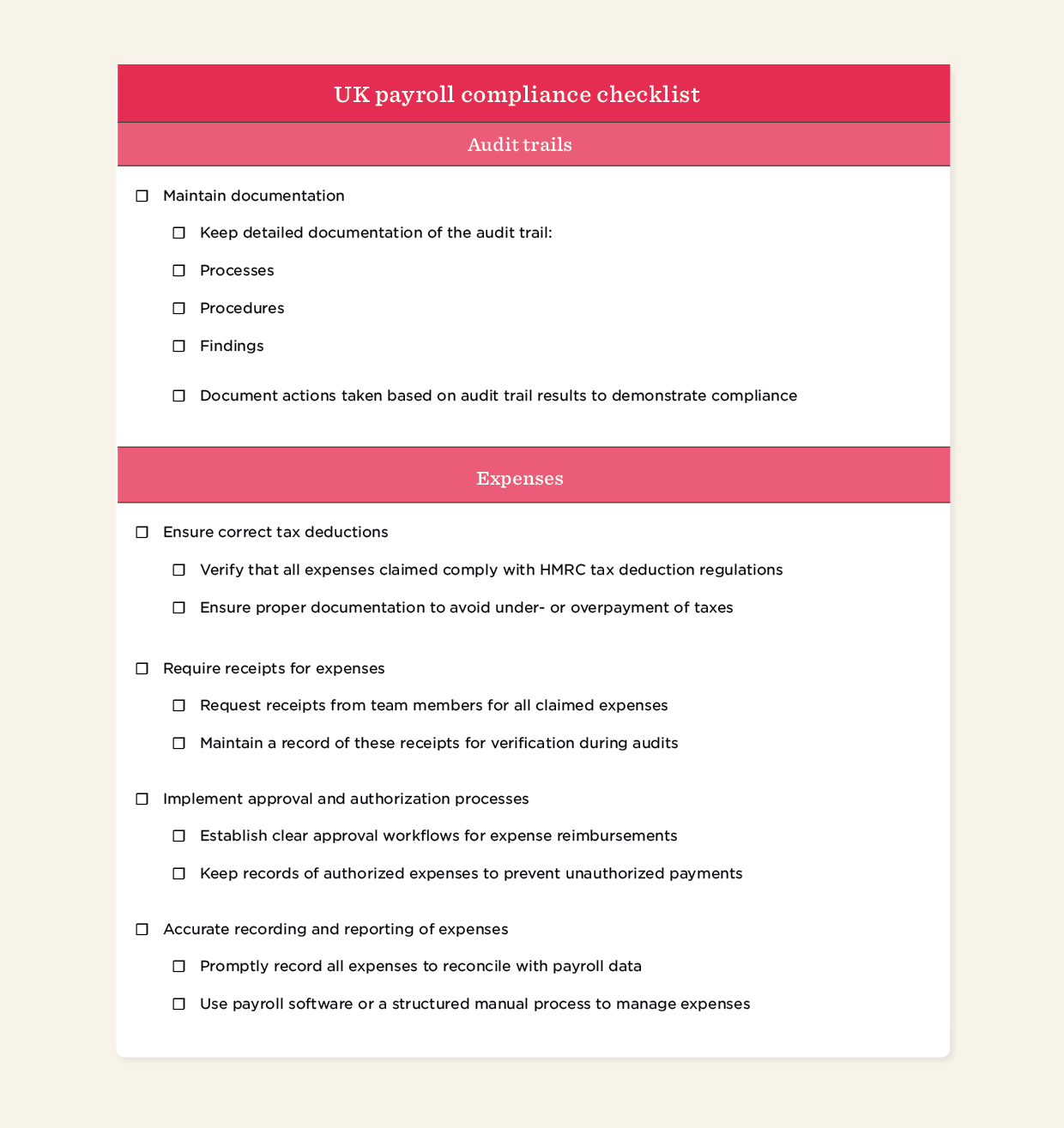 UK payroll Compliance checklist template