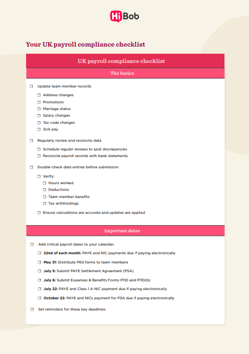 Imagery of a UK payroll compliance checklist
