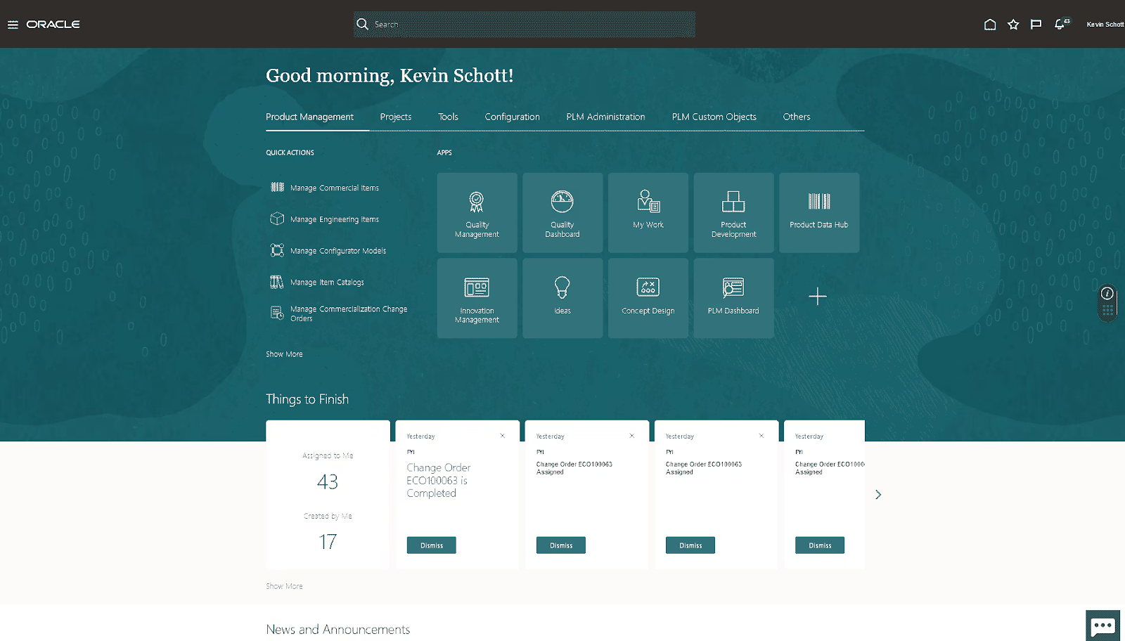 oracle dashboard
