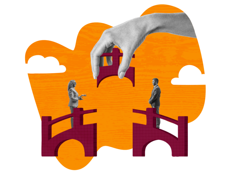 business teamwork, hand bridging gaps, communication challenge