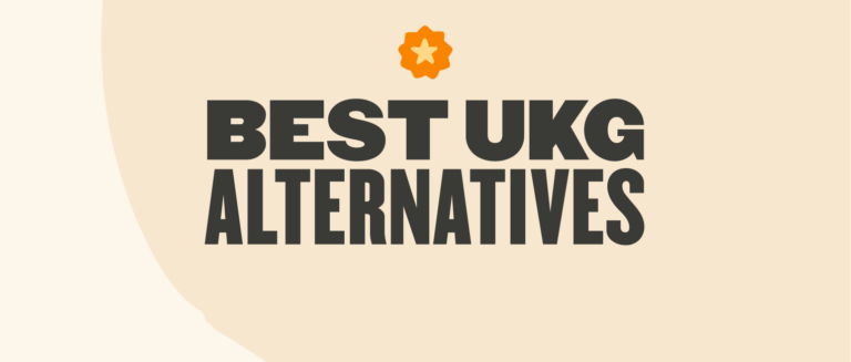 Best UKG Alternatives graphic featuring bold text and star icon on a soft beige background. Ideal for HR needs. best-ukg-alternatives, hr-solutions