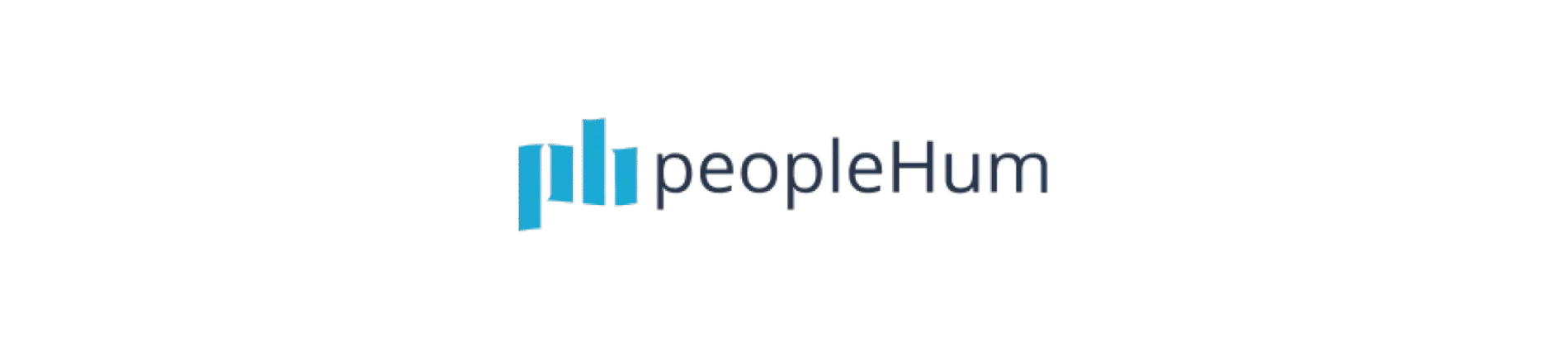 peopleHum logo with blue and gray color scheme, featuring upward bars representing growth and human connection, logo design for peopleHum emphasizing community and analytics