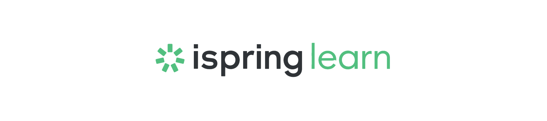 Logo for iSpring Learn in black and green, with a star-like icon to the left of the brand name.