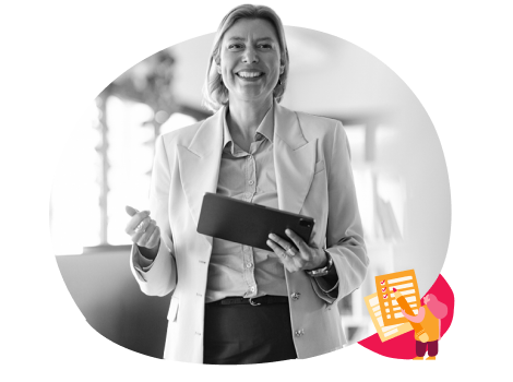 HR manager reviewing a payroll calendar template on a tablet for payroll scheduling and pay period planning