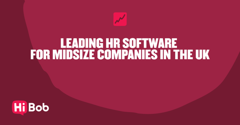 leading HR software for midsize companies in the UK, Hi Bob logo on a maroon background