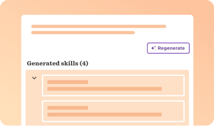 generated skills section, user interface with regenerate button