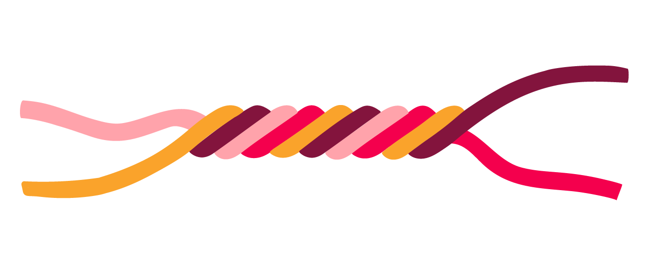 colorful strands intertwining, abstract illustration of twisted lines in vibrant hues