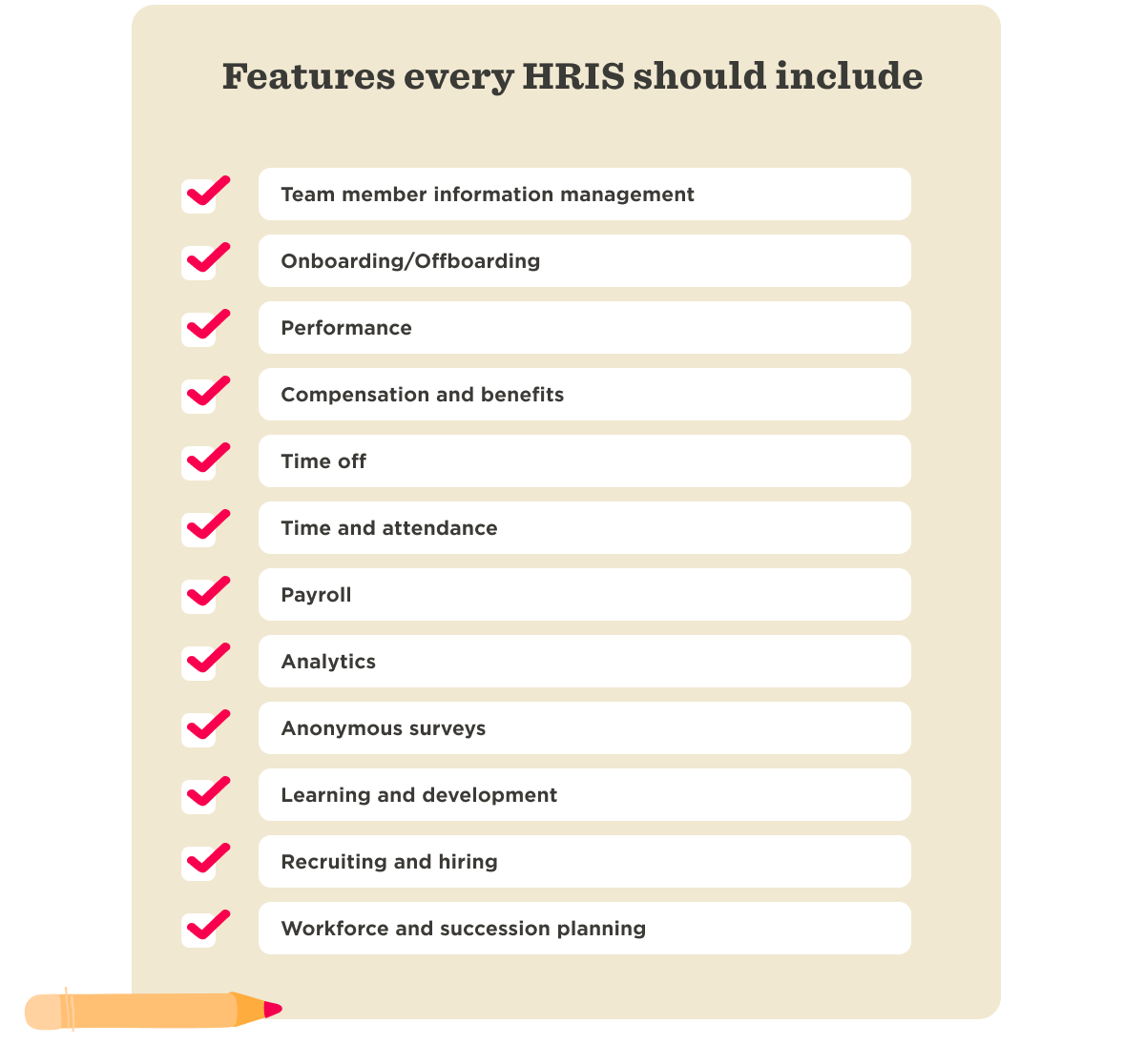 HRIS requirements checklist