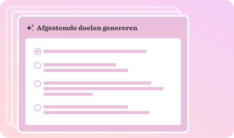 Afgestemde doelen genereren in lichtroze tijdens het organiseren van ideeën; overzichtelijke lijst met selectievakjes., doelen, organiseren