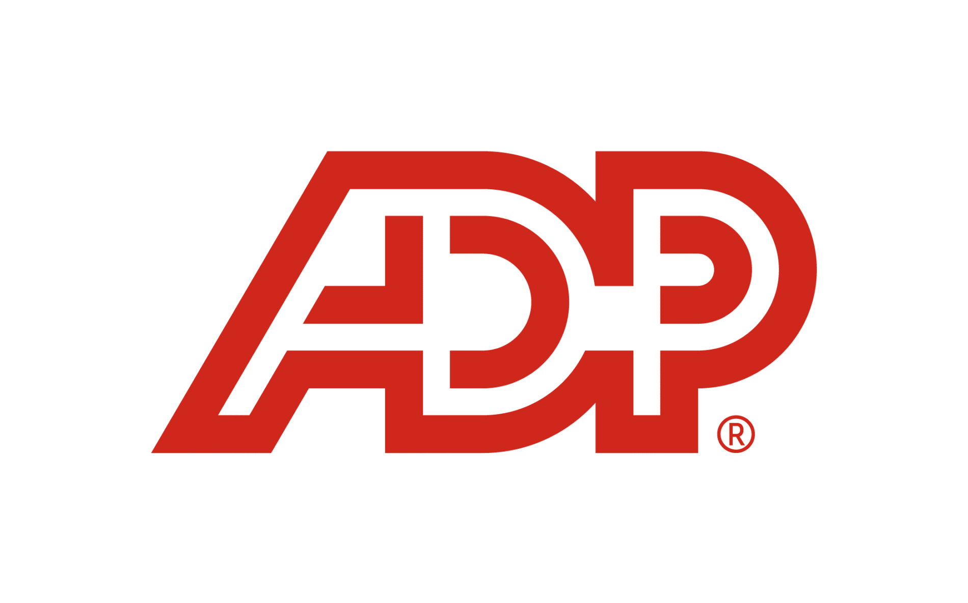 ADP red logo with stylized letters on a black background, representing a leading provider of payroll services, Payroll services provider logo design