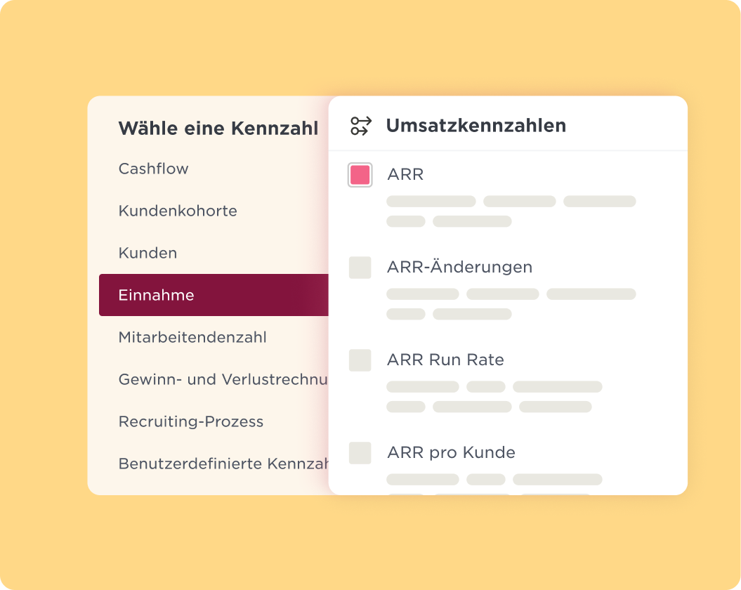 Einnahme menu with ARR metrics highlighted on pastel background for SaaS financial analysis. User-friendly interface. , Einnahme, ARR